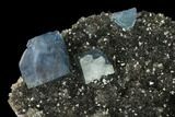 Blue Cubic Fluorite on Smoky Quartz - China #142612-2
